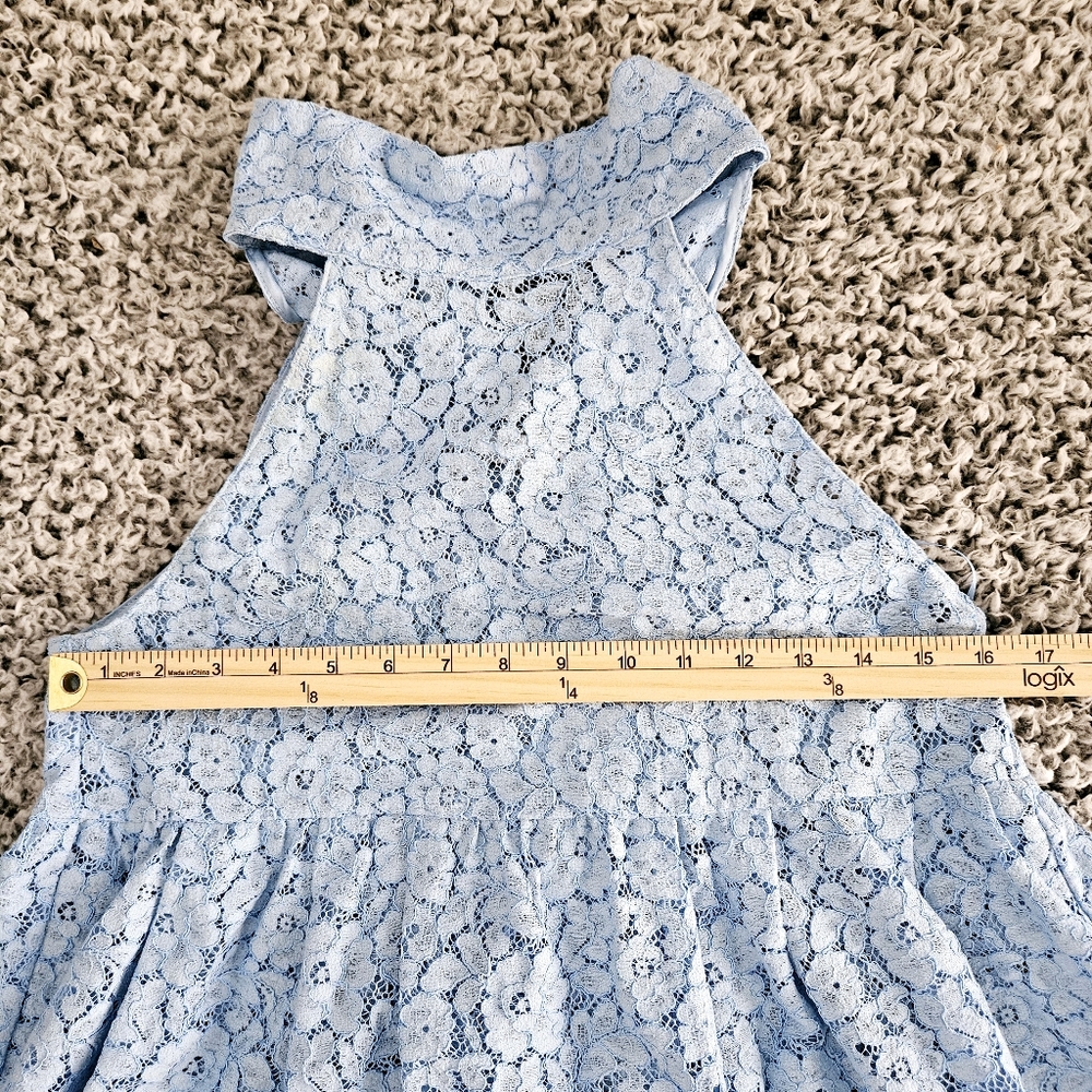 Zara Blue Lace Babydoll Blouse XS Bow Halter Sleeveless Lolita Coquette Top - Picture 9 of 10